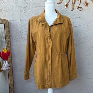 Old Navy Womens Utility Jacket Size M Brown Lightweight Full Zip Drawstring